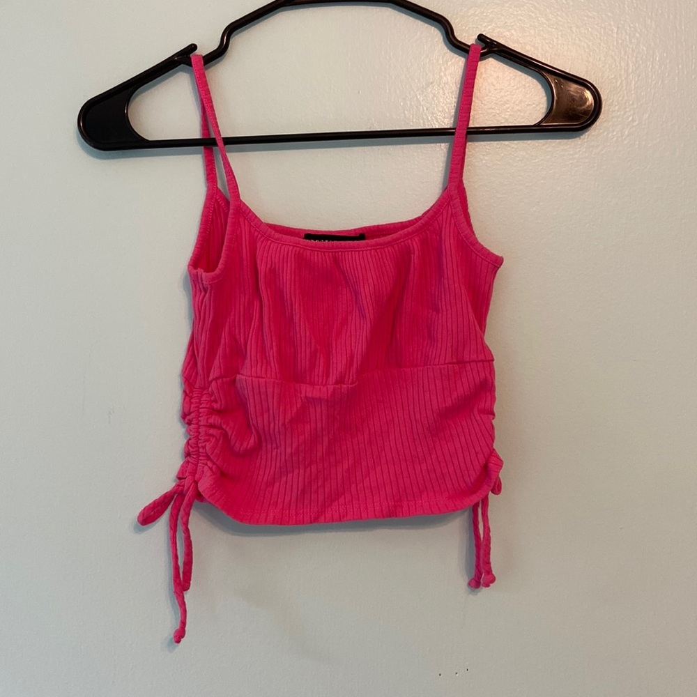 Brooklyn Karma Ribbed Pink Cropped Tank Top